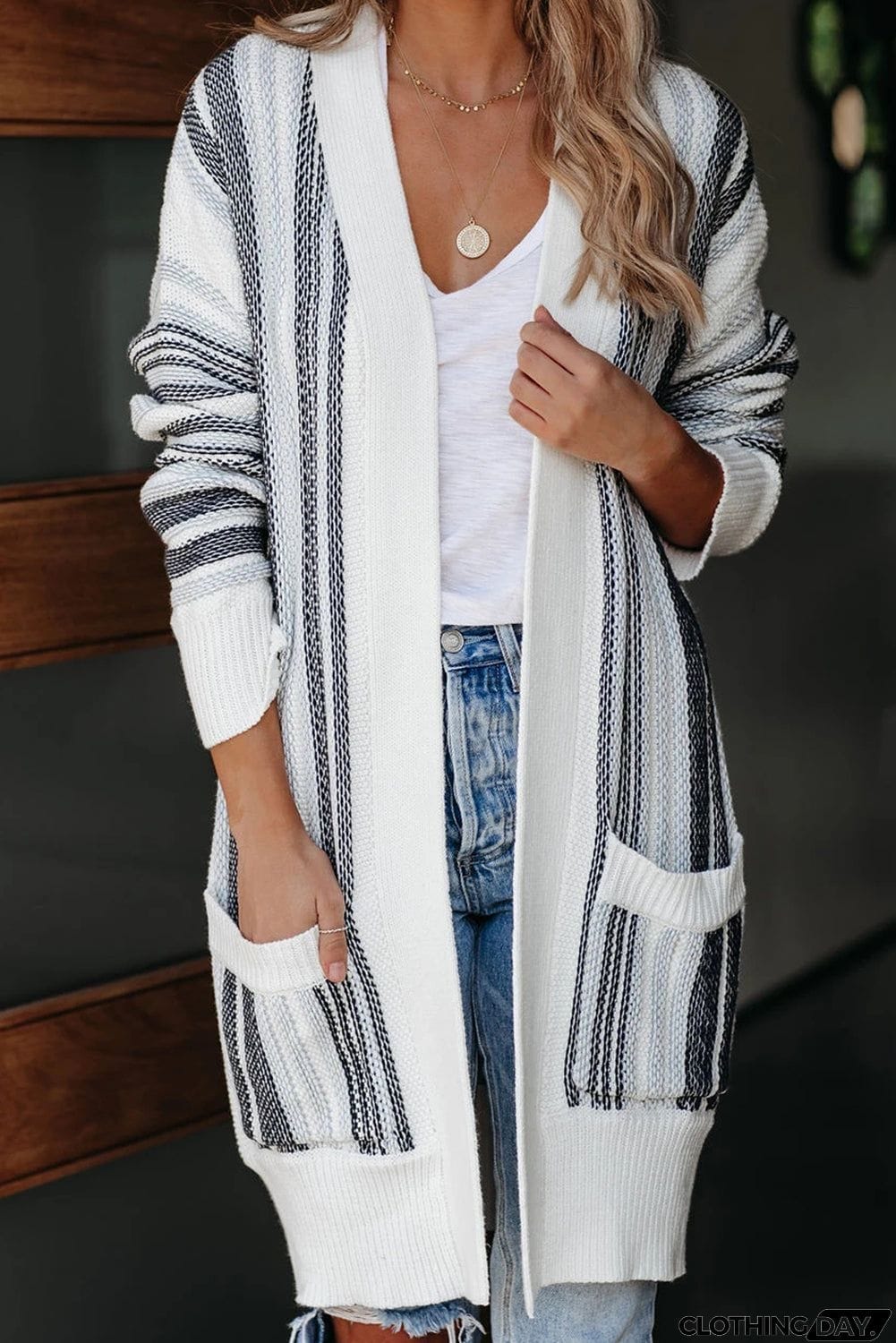 Pocketed Cotton Blend Cardigan