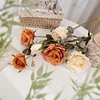 Autumn Vibe 3 Heads Burn Edge Artificial Stem Rose Flower