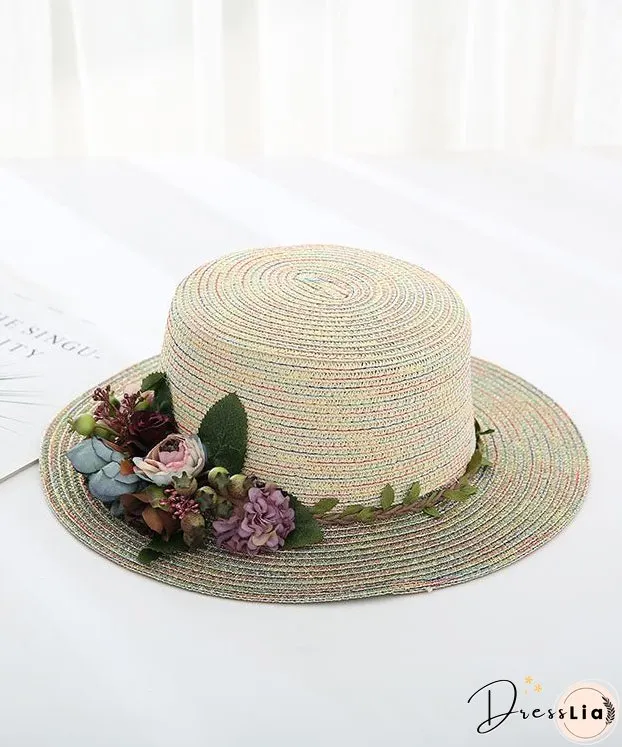 Japanese Vacation Style Flower Straw Woven Hat