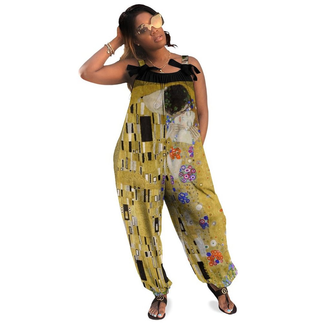 Hotleggings The Kiss By Gustave Klimt Boho Vintage Loose Overall Corset Jumpsuit Without Top