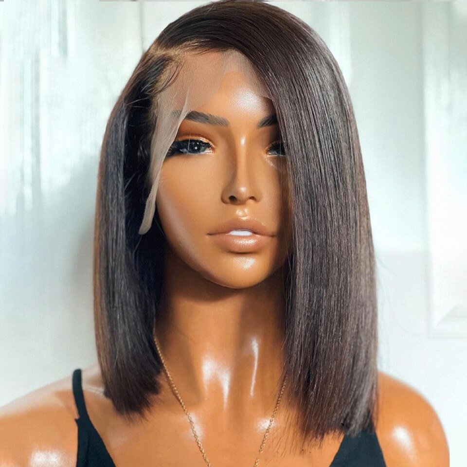 Cheap Brazilian Human Hair Wigs Bone Straight Bob Wigs For Women Transparent 4x4 Closure Frontal Wig Sale Pre Plucked Lace Wigs US Mall Lifes