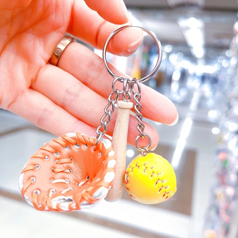 Fashion Baseball Pu Leather Unisex Bag Pendant Keychain