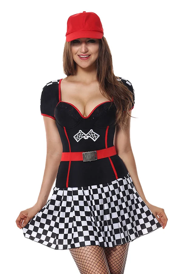 Women Sexy Halloween Race Girl Costume Black-elleschic