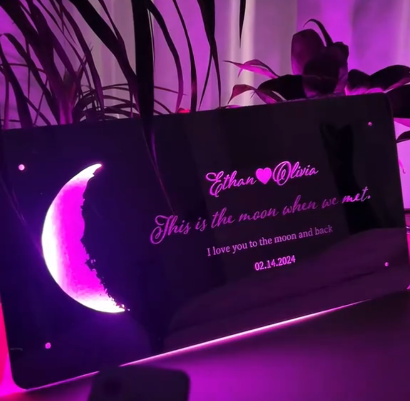 Loveyoufancy Custom Anniversary Moon Phase Mirror Light - Romantic Valentine's Day Gift