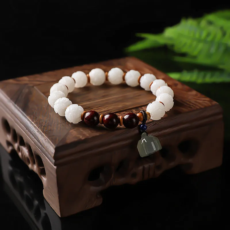 Bodhi Seed Jade Lotus Seed Charm Enlightenment Bracelet