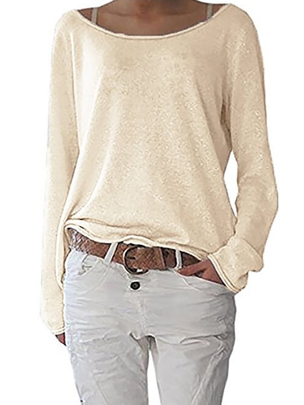 Fashion talents women Casual solid color round neck long sleeve shirts