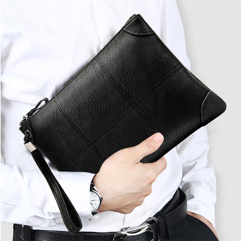 Fine Stitching Genuine Leather Single Handle-Top Zip Fastening Business Handbags