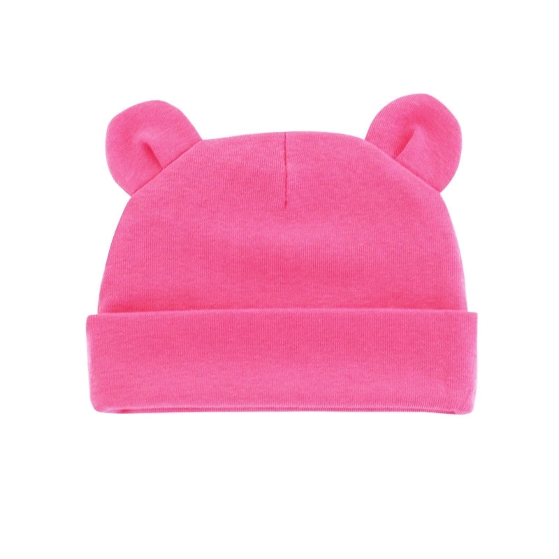 New Infant Fetal Cap Newborn Head Cap Solid Color Ear Hat Boys And Girls Baby Hat A54