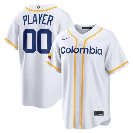 Youth Colombia Baseball Custom White 2026 World Baseball Classic Home Jersey