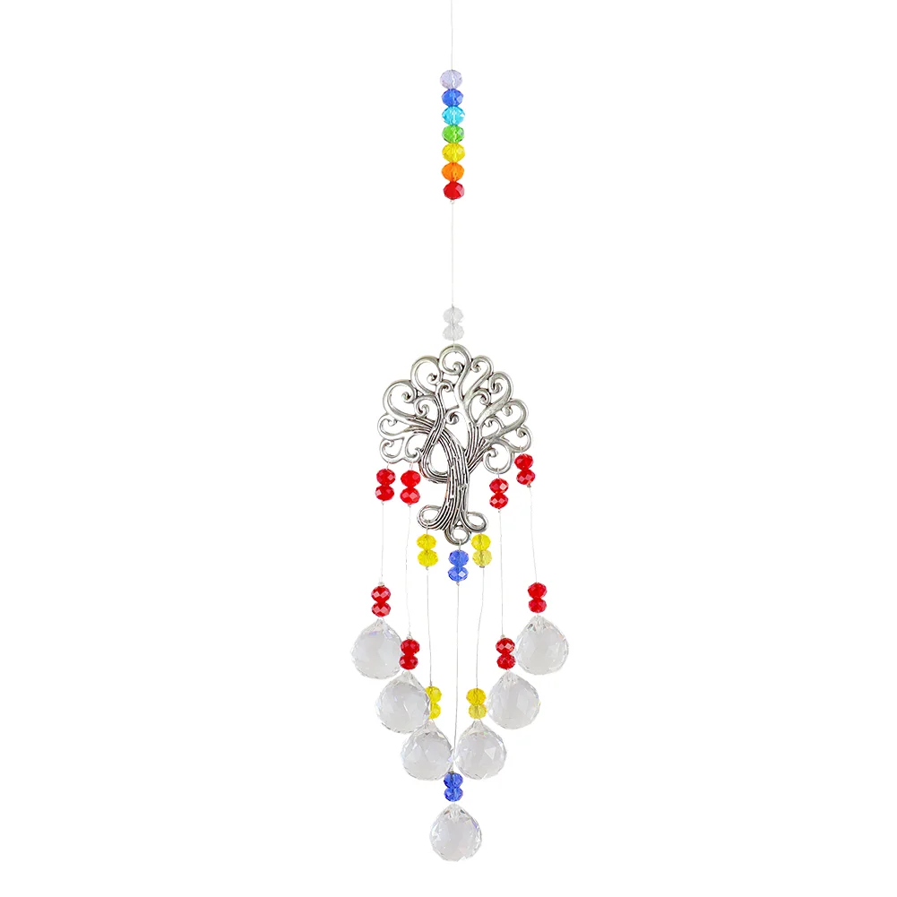 Crystal Wind Chime Tree of Life Light Catcher Ball Pendant Rainbow Maker