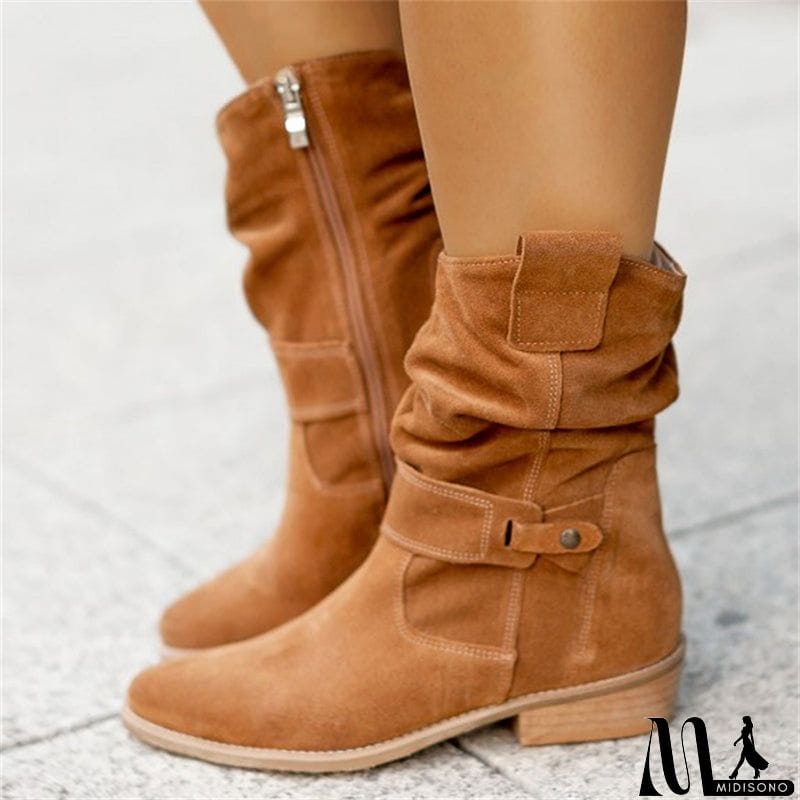 MidiSono - Autumn Winter Ladies Casual Round Head Boots
