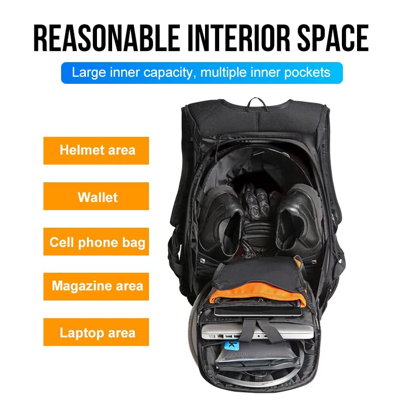 Motorcycle Backpack Waterproof Bag Hard Shell Backpack