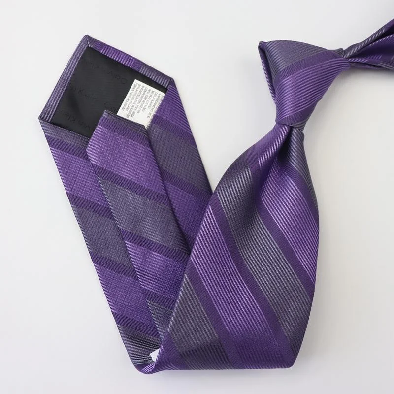 Cravate en soie à rayures violettes- SOIE PLUS