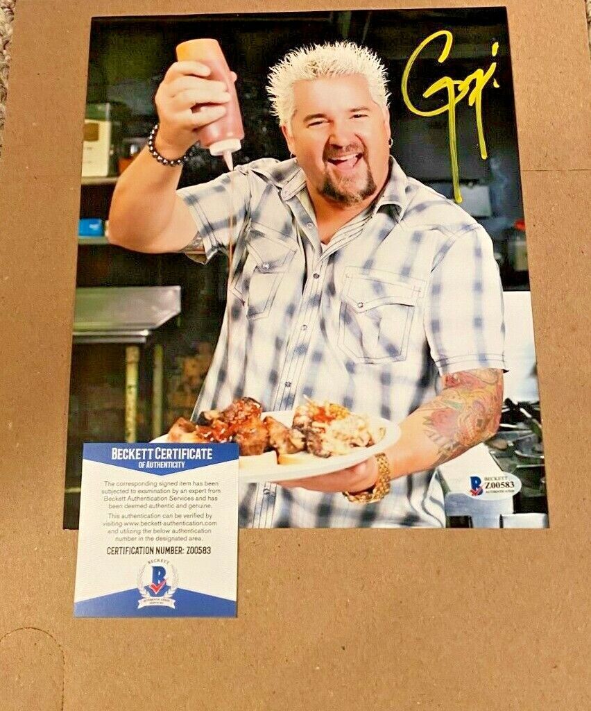GUY FIERI SIGNED COOKING 8X10 Photo Poster painting BECKETT CERTIFIED