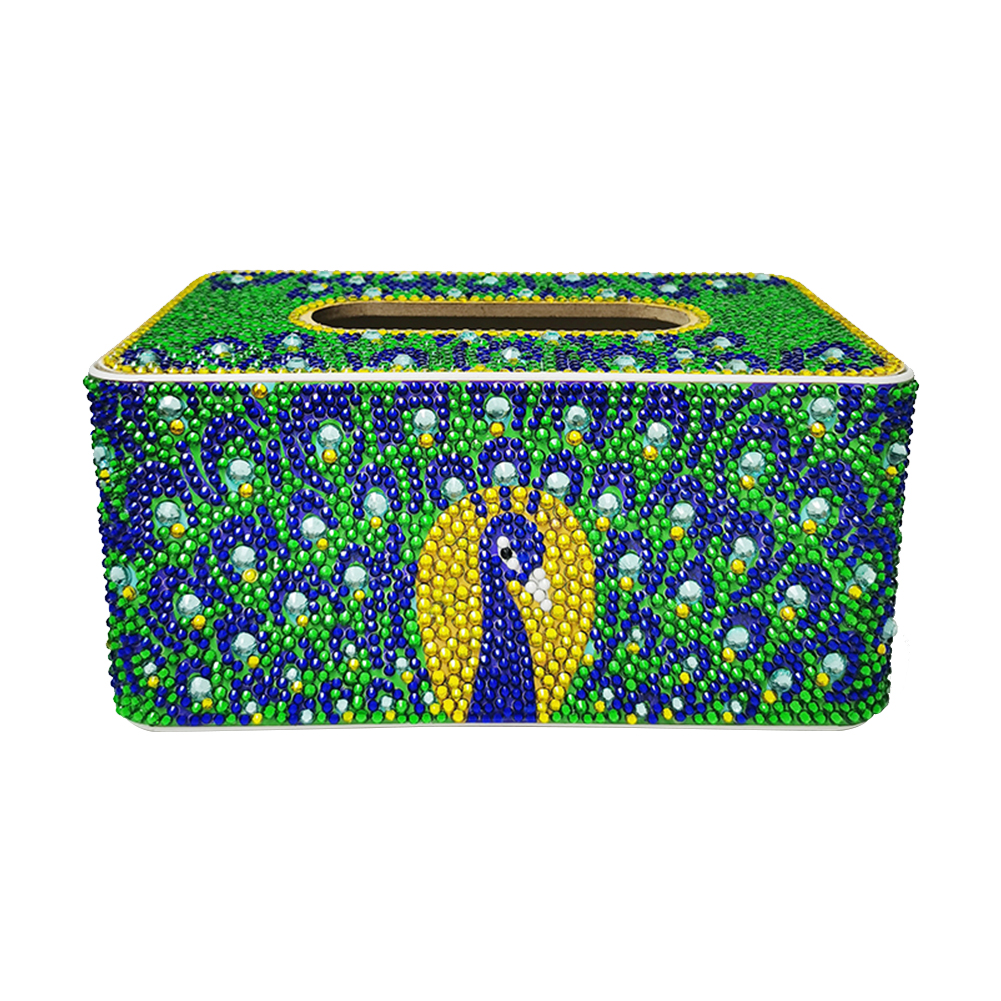 DIY Diamond Painting Tissue Box 5D Storage Case Craft Home Decor (Peafowl)