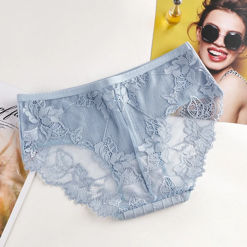 Fashionable sexy comfortable lace panties exquisite panties solid color shorts sexy underwear cutout underwear ladies