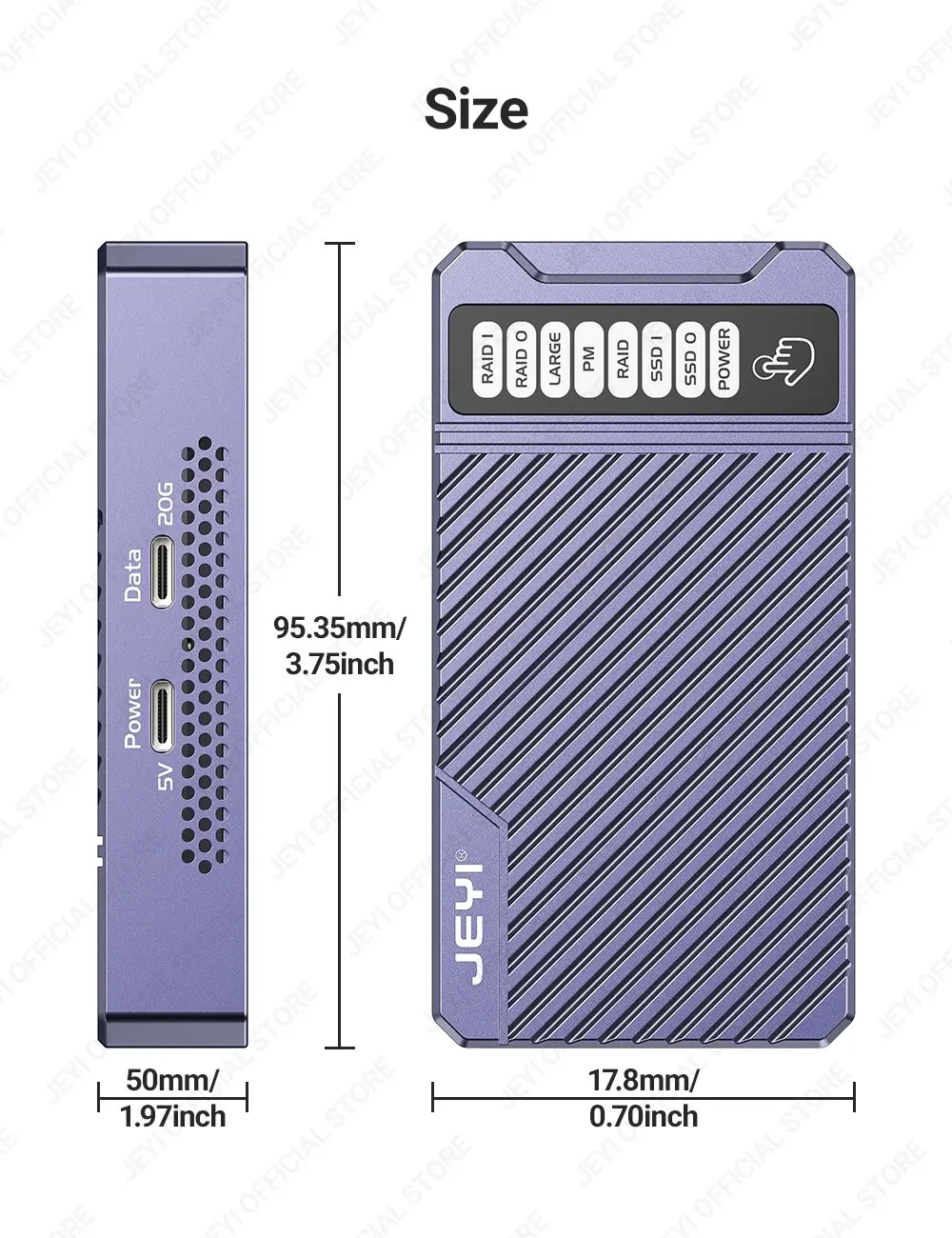 JEYI Dual Nvme Enclosure, 2-Bay Hardware RAID Enclosure, 20Gbps  Transmission Speed SSD Case, Support RAID0/ RAID1/ Large/ JBOD