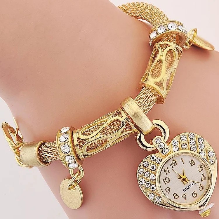 Bracelet Design Heart Pendant Quartz Watch-Mayoulove