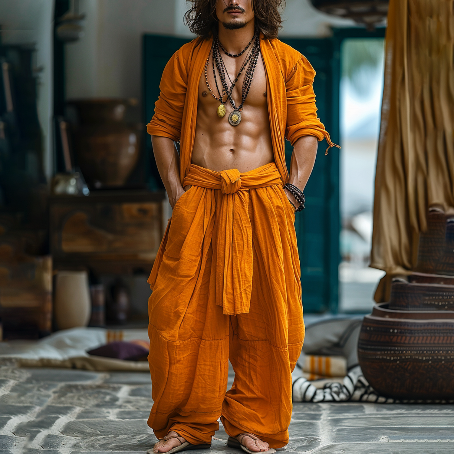 Men's Beach Linen Long Sleeve Shirt