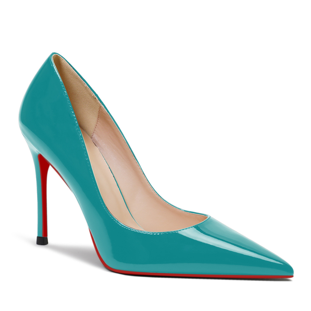 100mm Women's Red Bottom High Heels Party Daily Patent Pumps-MERUMOTE