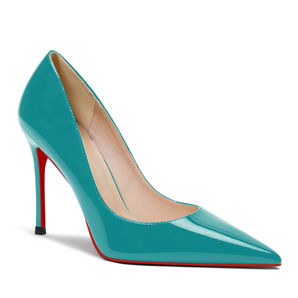 100mm Women's Red Bottom High Heels Party Daily Patent Pumps-MERUMOTE