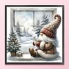 Gnome By The Window In Winter - 14CT Stamped Cross Stitch - 40*40cm