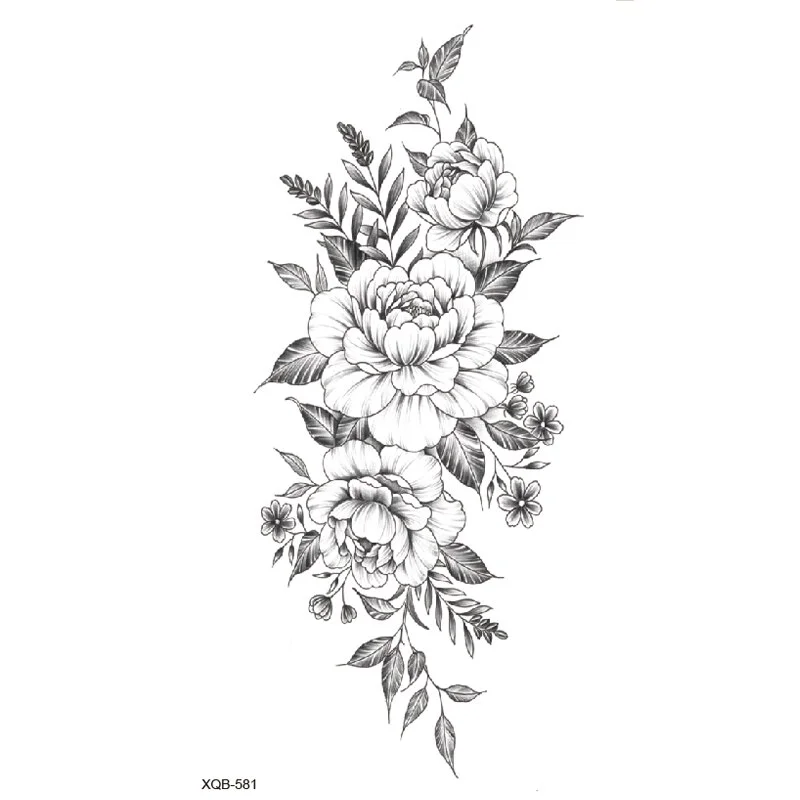 Sdrawing Lotus/Grey Butterfly/Flowers Waterproof Temporary Tattoos Men Henna Tatoo Stickers Tattoo Body Art Fake Tattoos