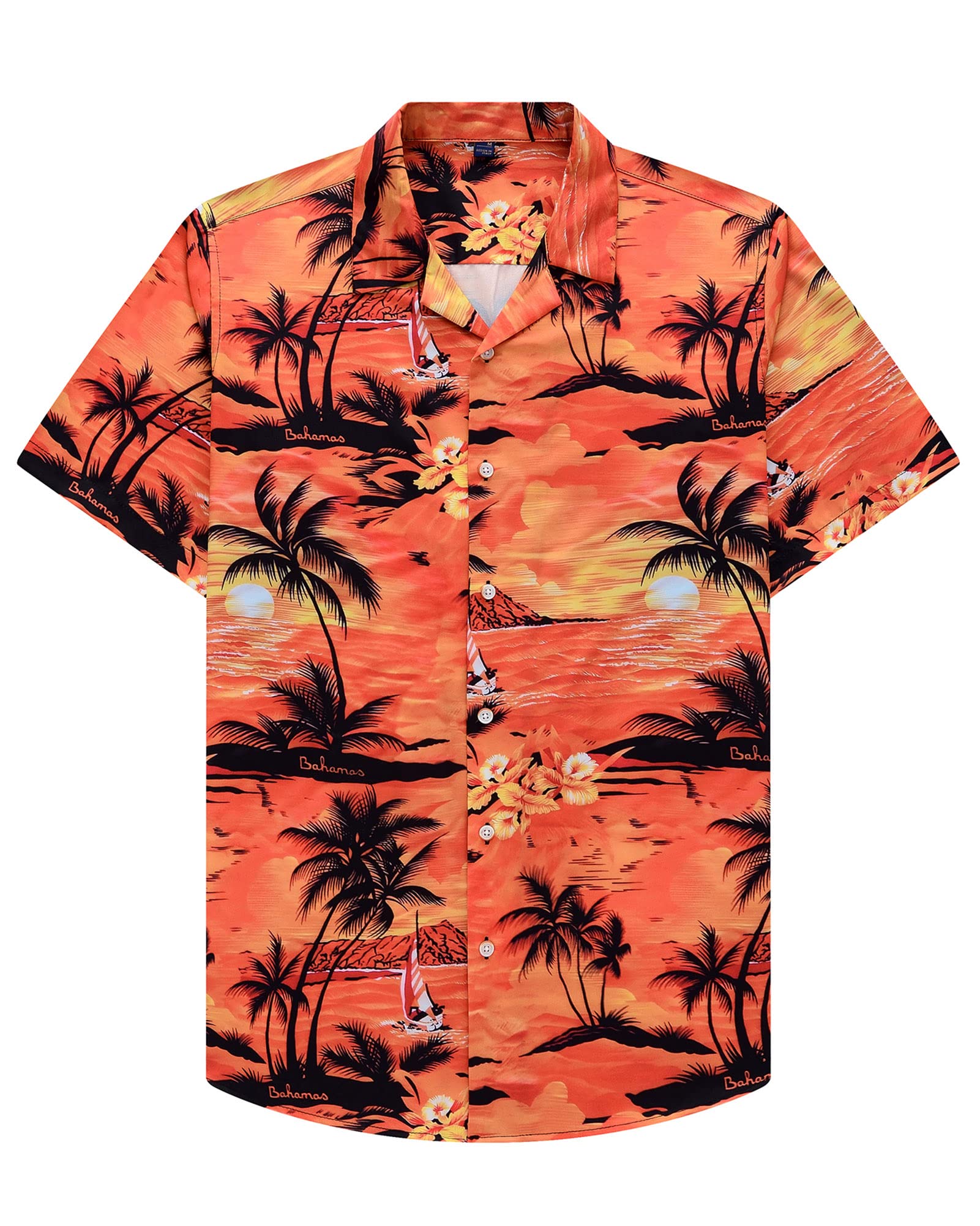 Men's Classic Casual Hawaiian Coconut Tree Print Shirts PLUSCLOTHESMAN