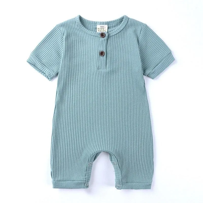 2021 Summer Newborn Baby Romper Soild Color Baby Clothes Girl Rompers Cotton Short Sleeve O-neck Infant Boys Romper 0-24 Months