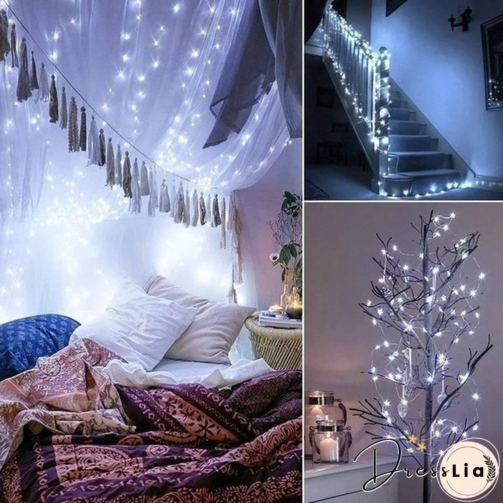 300/200/100/50/10 LED 9COLORS Creative Waterproof 8 Modes Solar Powered Copper Wire String Lights for Outdoor Indoor Home Garden Party Wedding Patio Tree Christmas Decoration