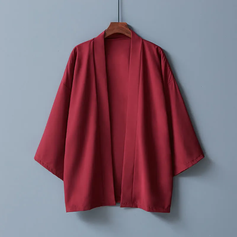 Vintage Pure Color Casual Cardigan Kimono Outerwear