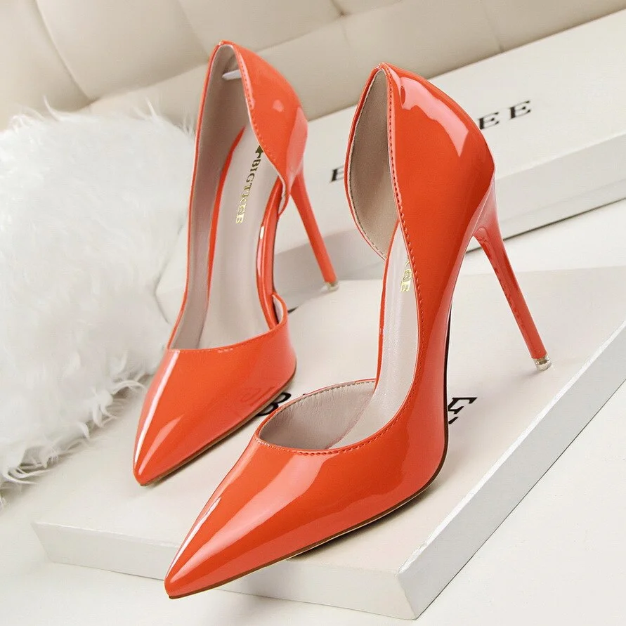 Women Pumps Concise High Heels Fashion Solid Women Shoes Bridal Wedding Shoes Ladies Pumps Shoes Red Yellow