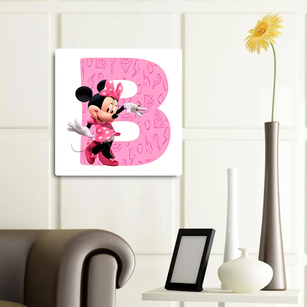 Full Round Diamond Painting 30*30cm - Letter B With Mickey Mouse