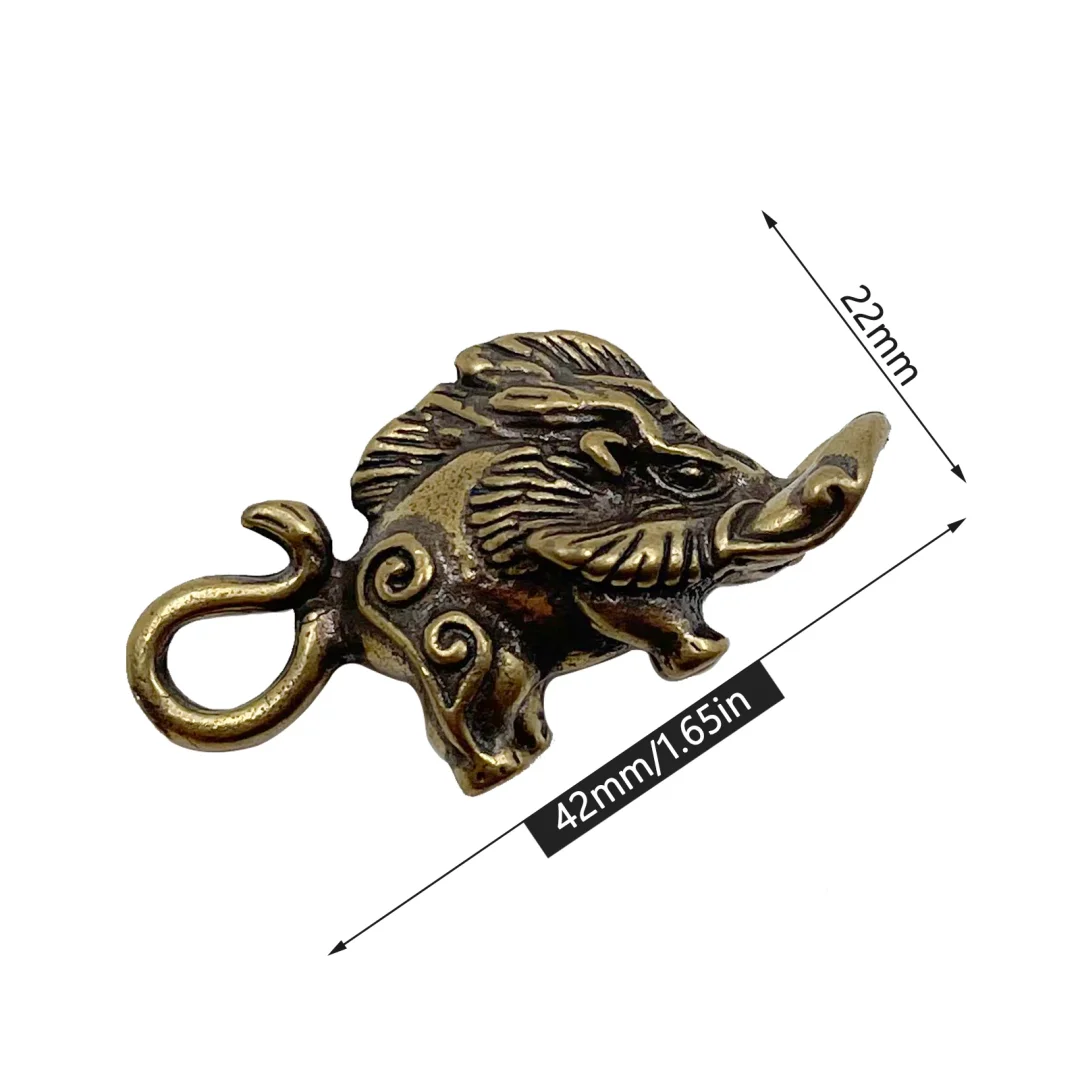 Oocharger Wild Boar Brass Keychain Keyring Pendants Vintage Copper Nordic Animal Pig Doll Toy Car Key Chain Rings Charms Jewerly