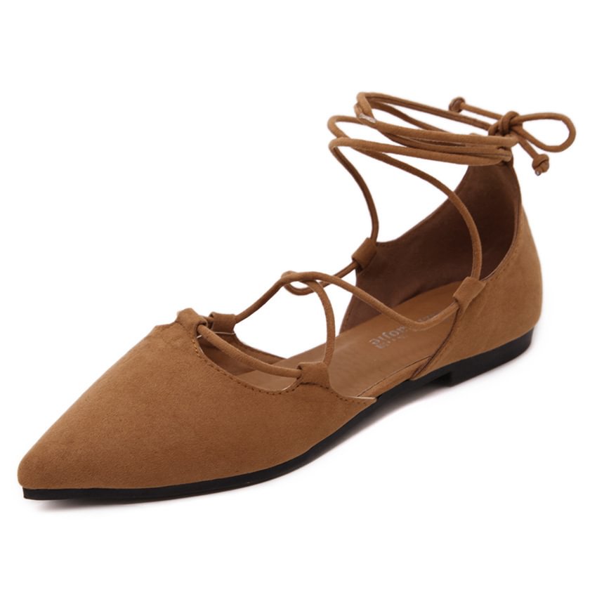 Cross Straps Pointed Flat Slip-on Shoes-PABIUYOU- Women's Fashion Leader