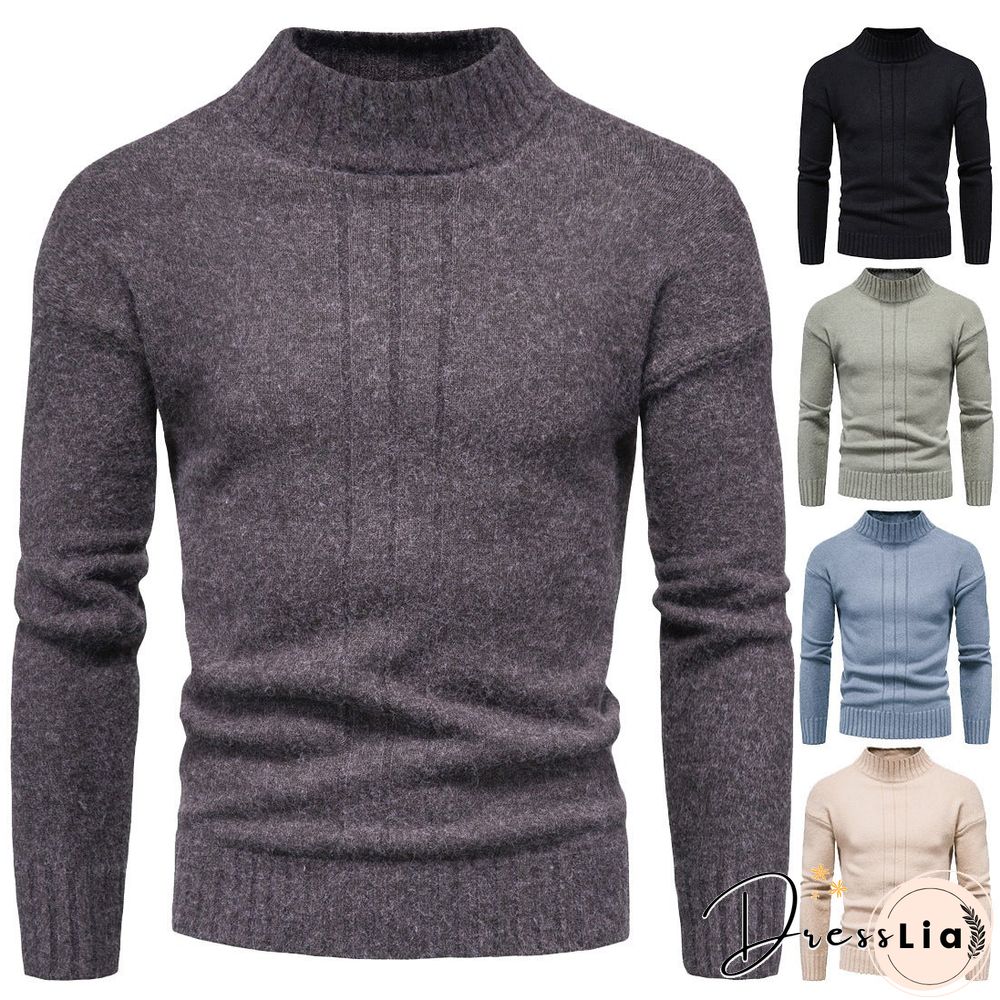 Half High Collar Casual Long Sleeve Men's Sweater