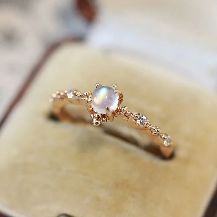 Olivenorma "You Are Bright Moonlight" - Dainty Moonstone Ring