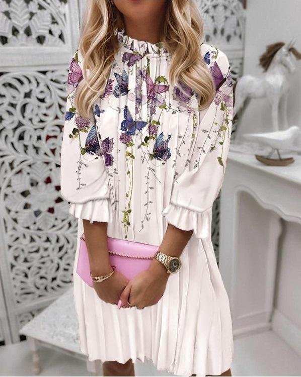 2021 Autumn Elegant Lantern Long Sleeve Party Dress