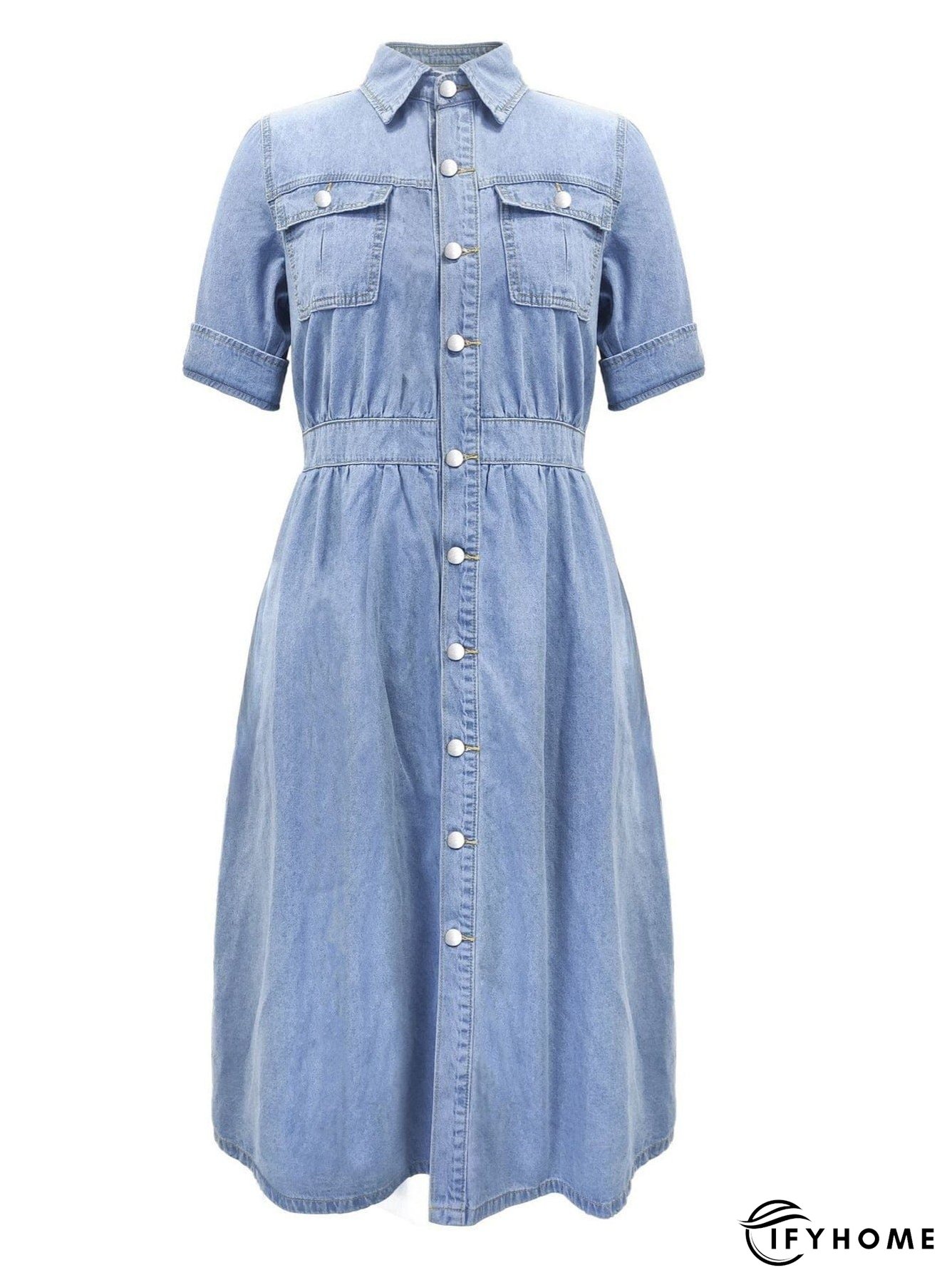 V-Neck Denim Dress | IFYHOME