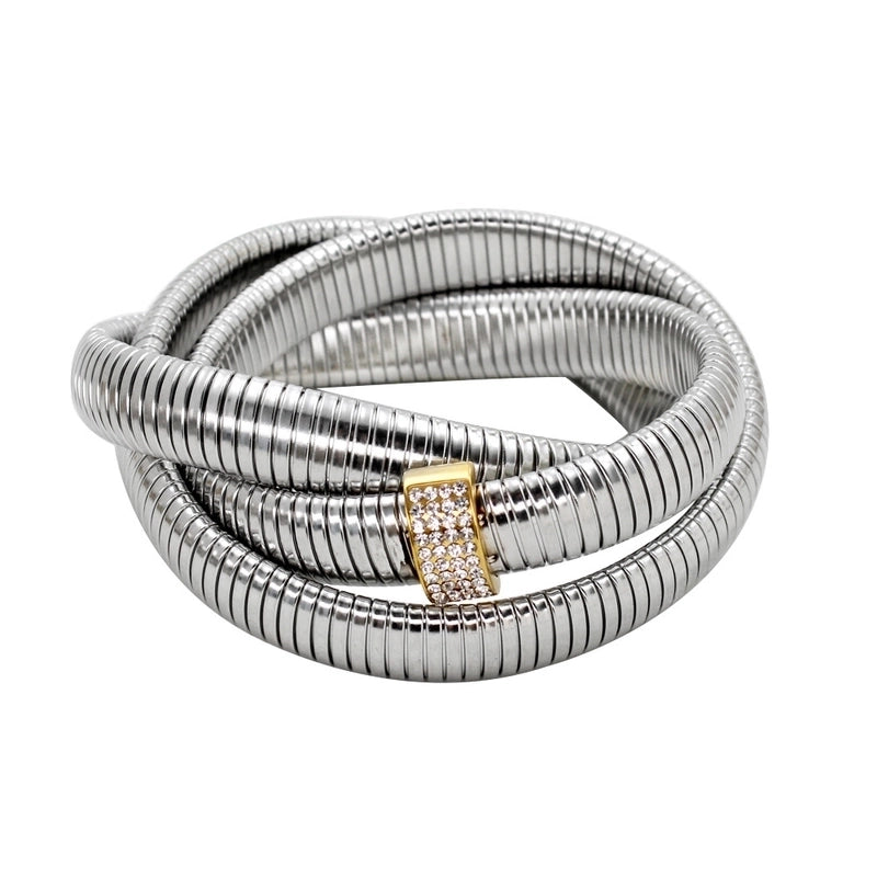 Minimalist Geometric 304 Stainless Steel Zircon Inlay Bracelets Earrings Necklace