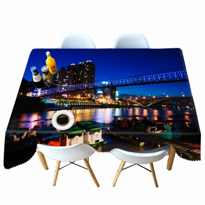 

Bright Night Scene of City - 3D Tablecloth, 140*180cm, 501 Original