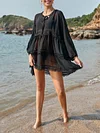 Chiffon Loose Split-Joint Long Sleeve Vacation Mini Dress