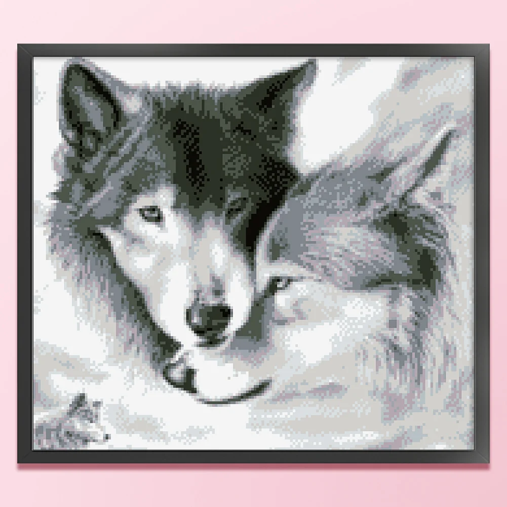 9CT Full Stamped Cross Stitch Bead Embroidery- Wolf(Canvas|48*41CM)