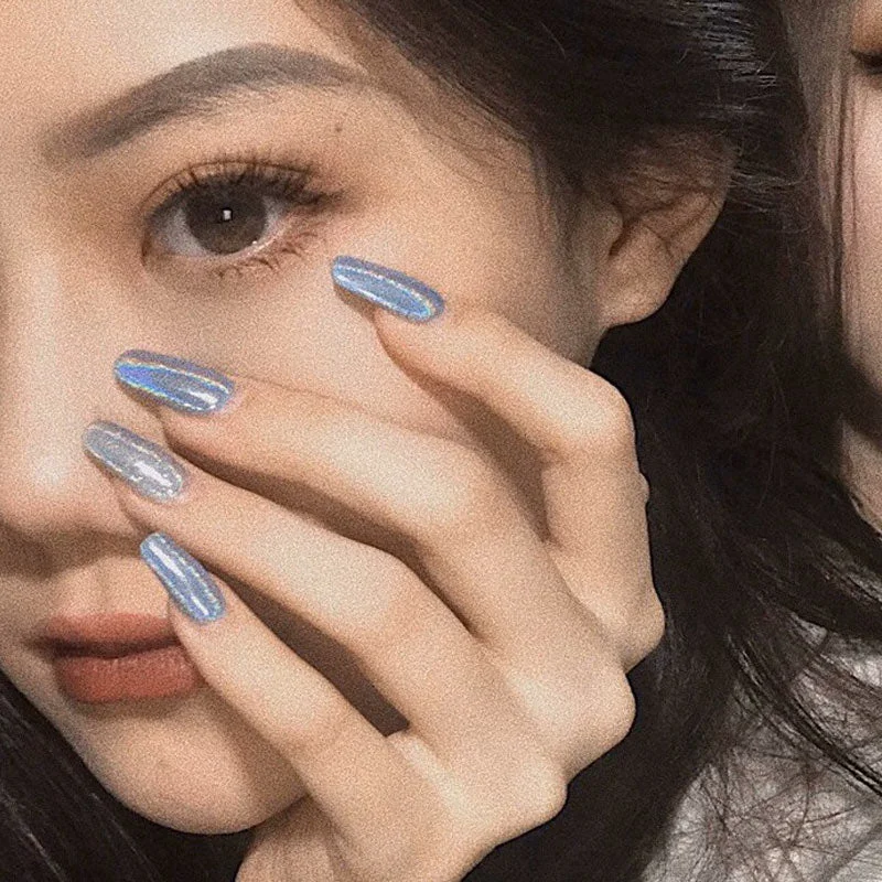 24pcs French False Nails Gradient Hit Color Fake Nail Press On Nail Manicure Nail Art Decoration Fullcover Tips With Glue-Nail Inspo