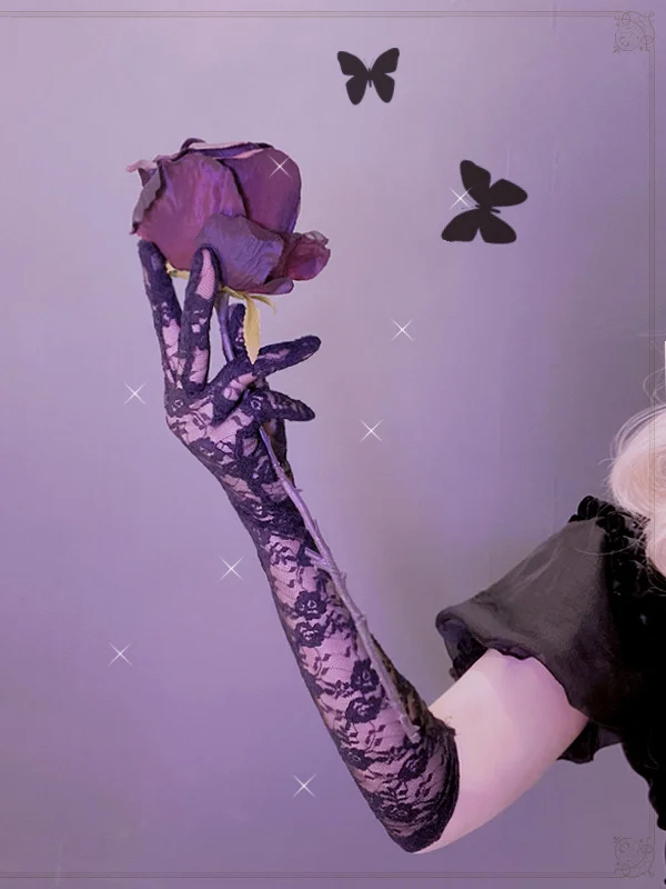 Dark Lolita Long Lace Gloves-mysite