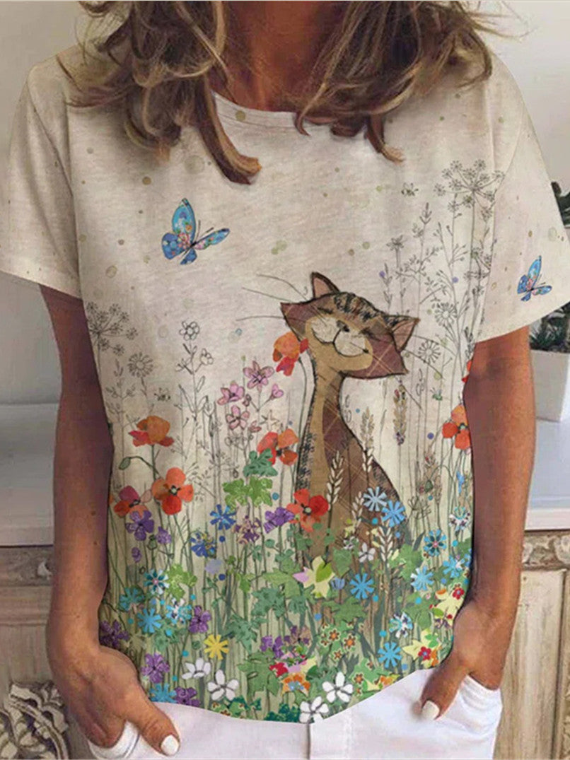 Women Long Sleeve V-neck Graphic Floral Printed Top