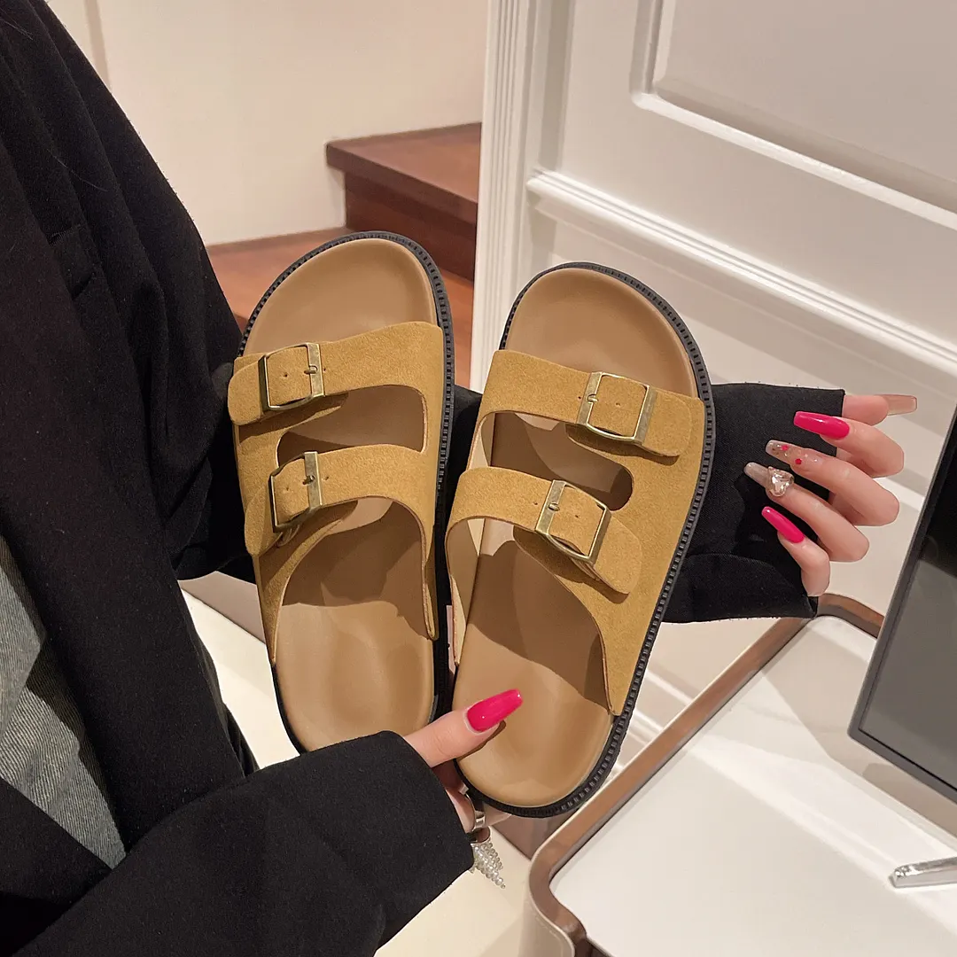 Breakj Breakj Thick Boken Slippers Women Wear 2025 Summer New French Leisure Soft Base Cool Drag Anti-Slip One-Word Drag