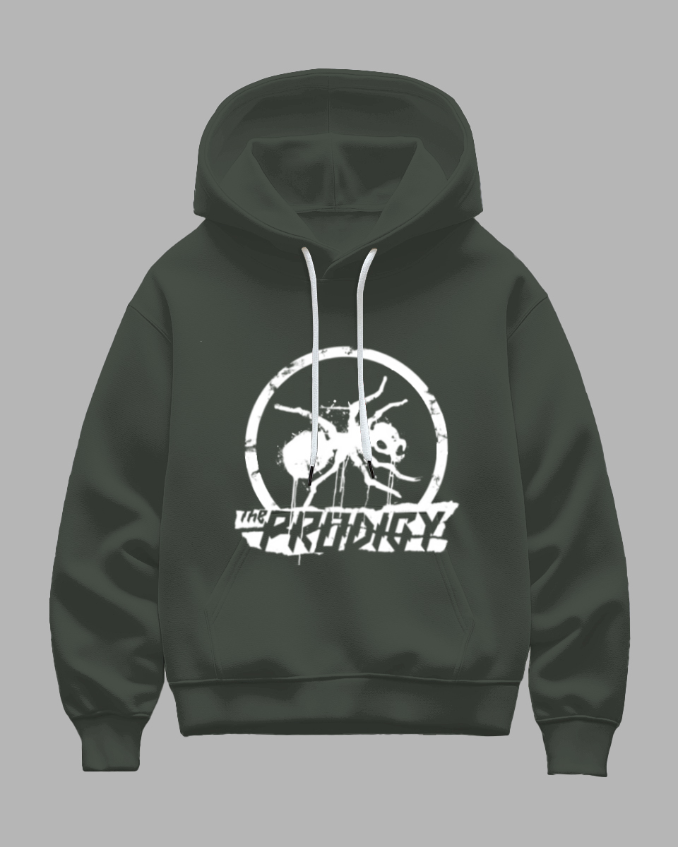 Big Men's Dark Green The Prodigy Ant Printed Hoodie