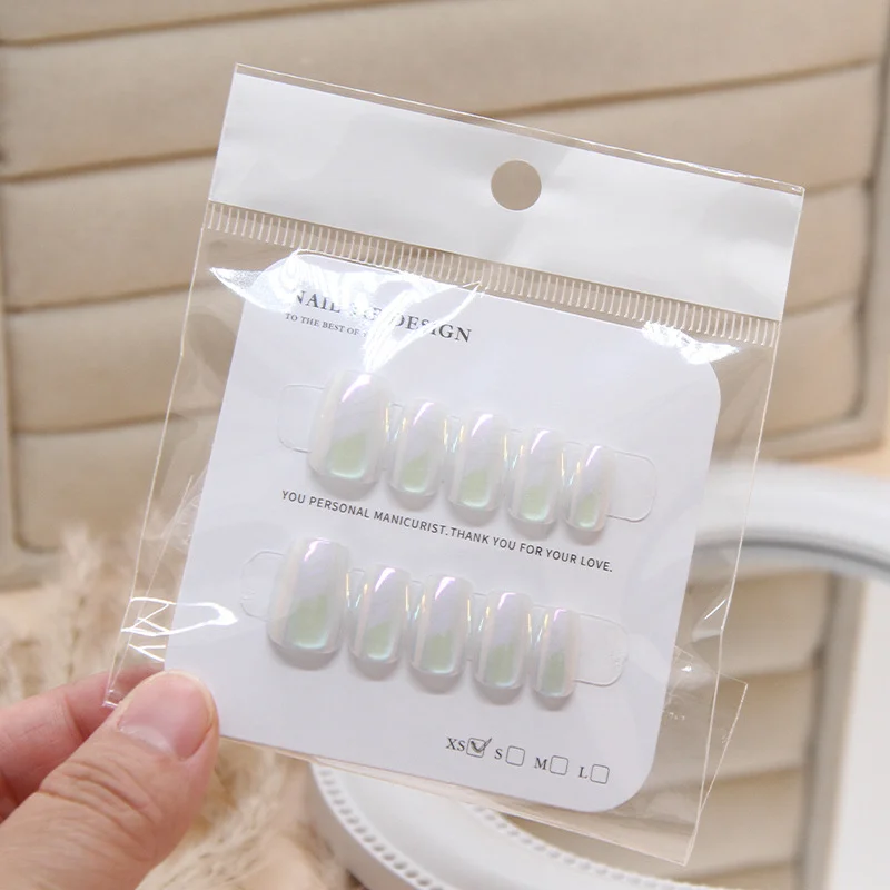 Churchf Churchf Cat's Eye White Moonlight Wear Nail Piece Removable Beauty Nail Piece Cat's Eye Nail Patch Clear Nail Piece Code