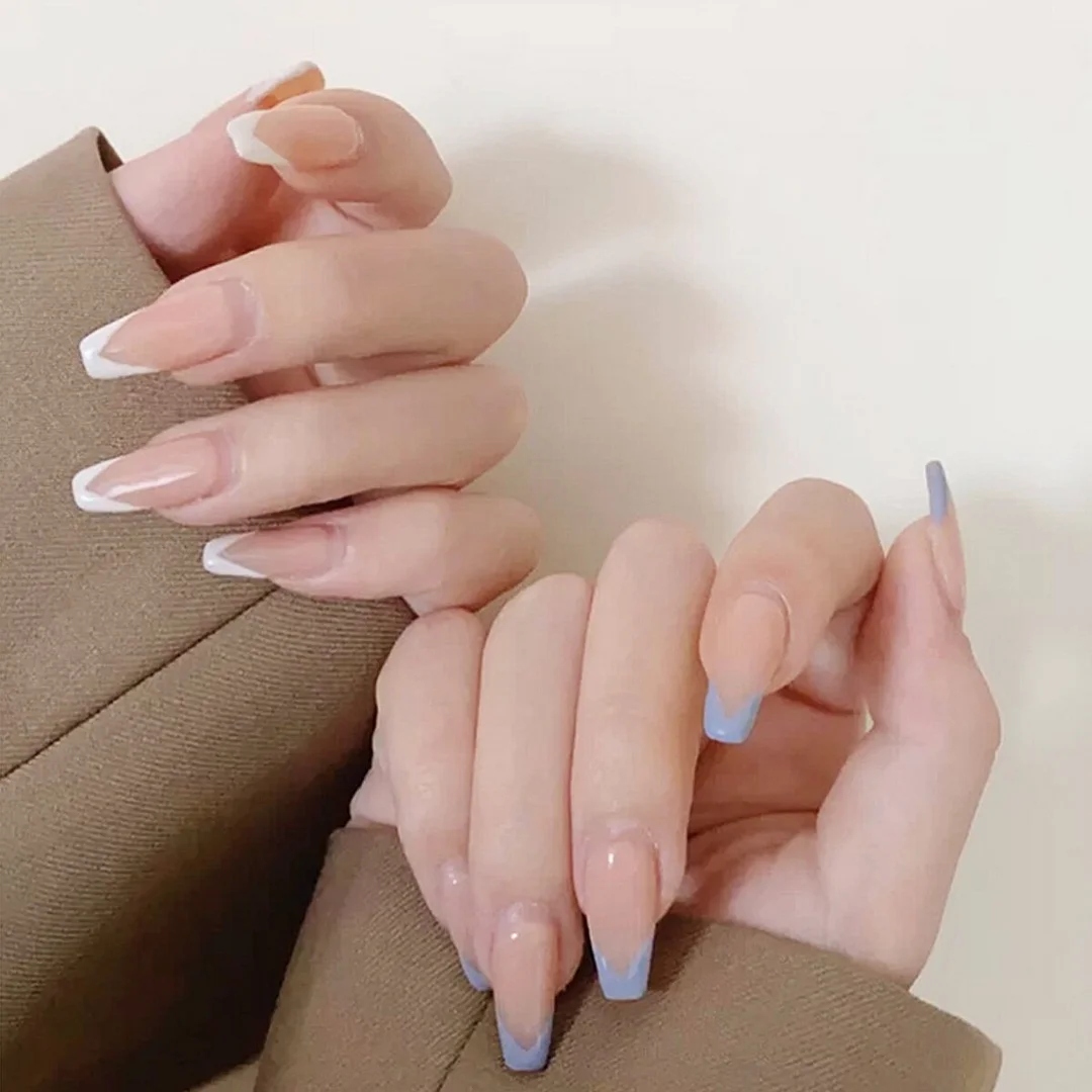 French V Simplicity Elegant Trapezoidal Wearable Fake Nails-Nail Inspo
